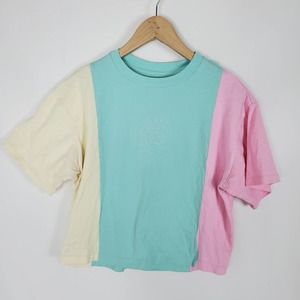 Teddy Fresh Pastel Colorblock Short Sleeve Tee - Mint, Pink, Cream